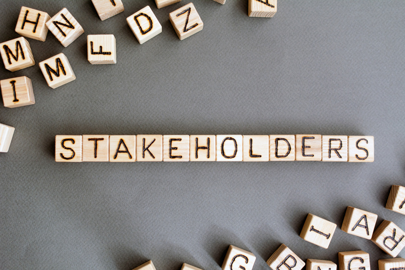 the word stakeholder wooden cubes